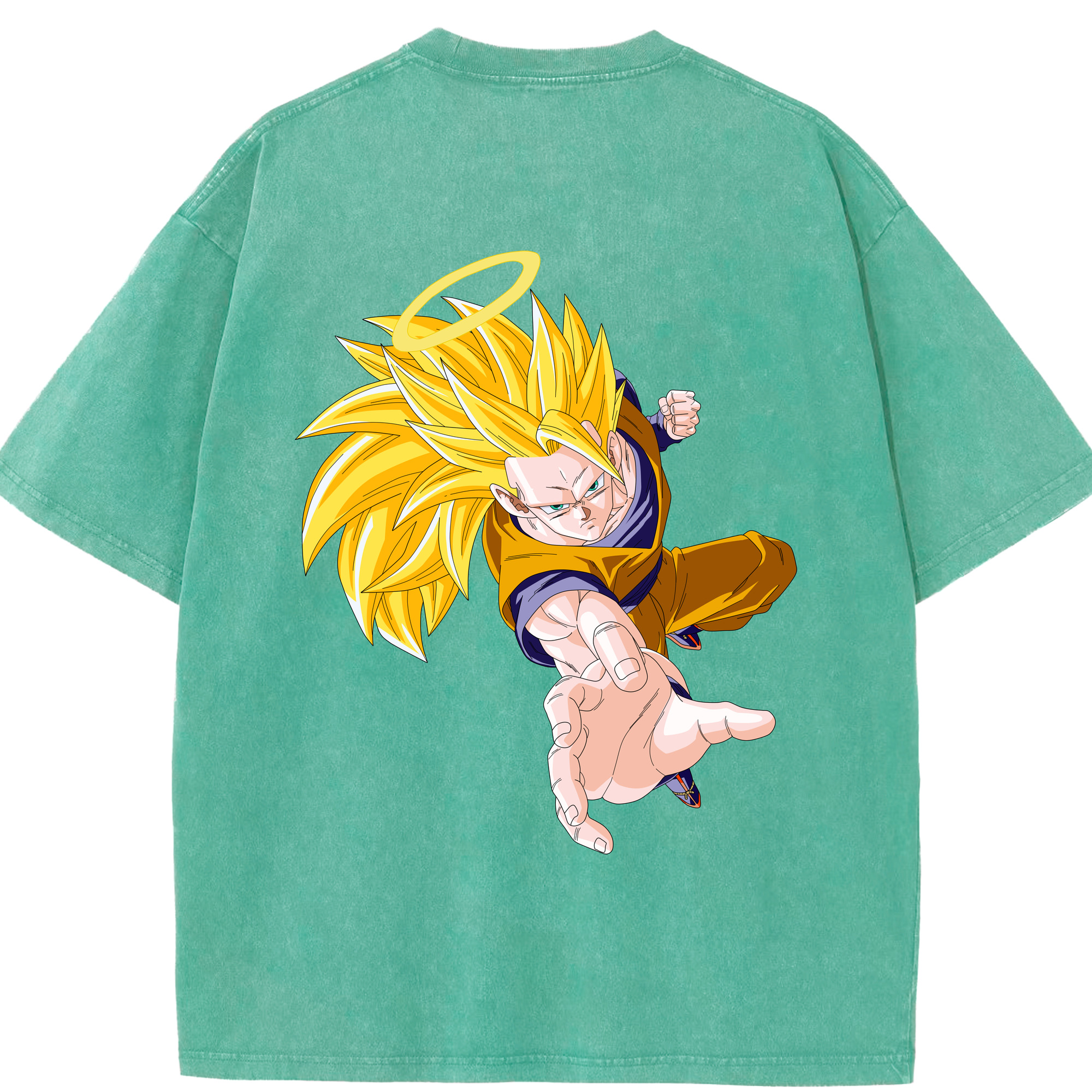 （画像用） ドラゴンボール 孫悟空（そん ごくう）Son Goku カカロット DRAGON BALL Kakarotto 綿100% ヴィンテージ風 半袖Tシャツ（背面プリント）